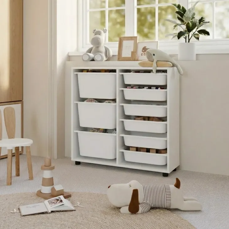 Mobile portagiochi 89x85h cm cassettiera multiuso bianco Fast Concordia