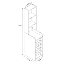 Mobile portagiochi 35x178h cm 3 scaffali e cassettiera rovere Fast Concordia