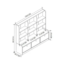 Mobile portagiochi 133x115h cm 9 scaffali 3 ante bianco Toy