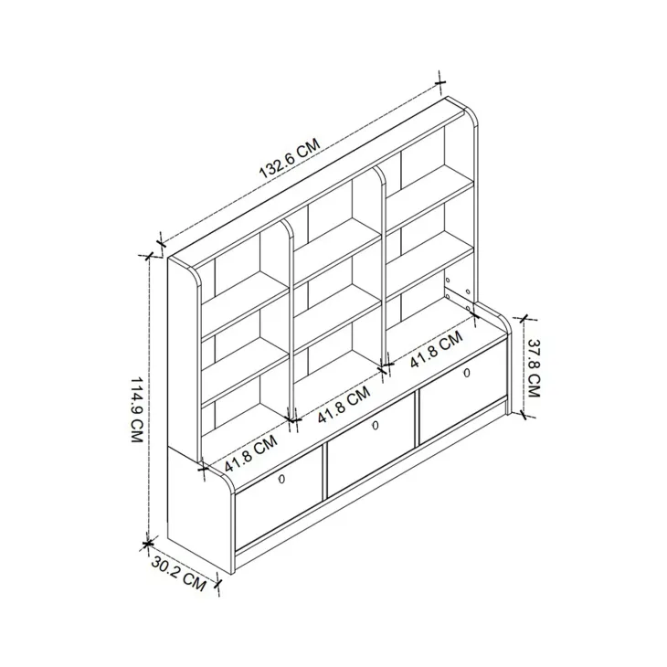 Mobile portagiochi 133x115h cm 9 scaffali 3 ante bianco Toy