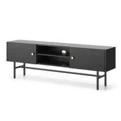 Mobile porta TV moderno 155x52h cm 2 ante nero Eterna