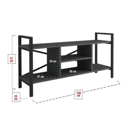Mobile porta tv moderno 120x61h cm industrial metallo antracite Loft