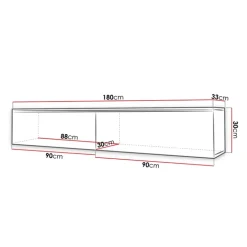 Mobile porta TV sospeso 180x30h cm 2 ante design rovere Silvia