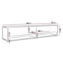 Mobile porta TV sospeso 180x30h cm 2 ante rovere nero Gregoria