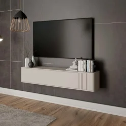 Mobile porta TV sospeso 150x30h cm 1 anta a ribalta beige cashmere Bellagio