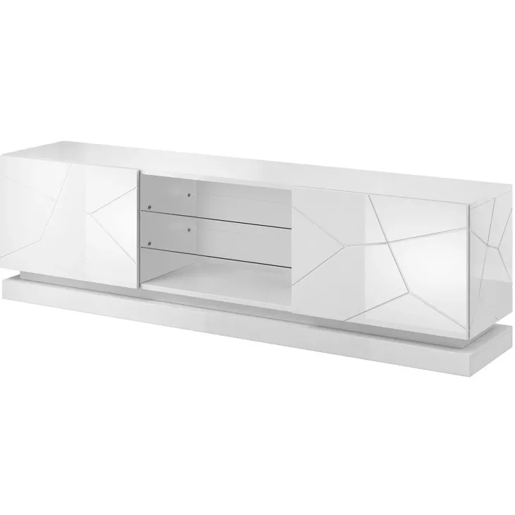 Mobile porta tv sospeso 200x57h cm 2 ante 2 vani a giorno bianco lucido Bianca