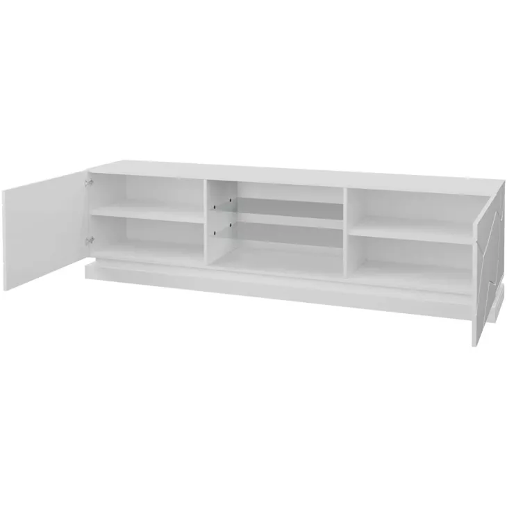 Mobile porta tv sospeso 200x57h cm 2 ante 2 vani a giorno bianco lucido Bianca