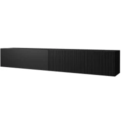 Mobile porta TV sospeso 200x31h cm 2 ante a ribalta nero opaco Mirel