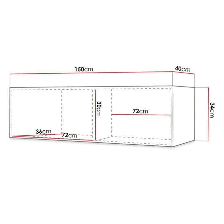 Mobile porta TV sospeso 150x34h cm 1 anta bianco Kiruna 4