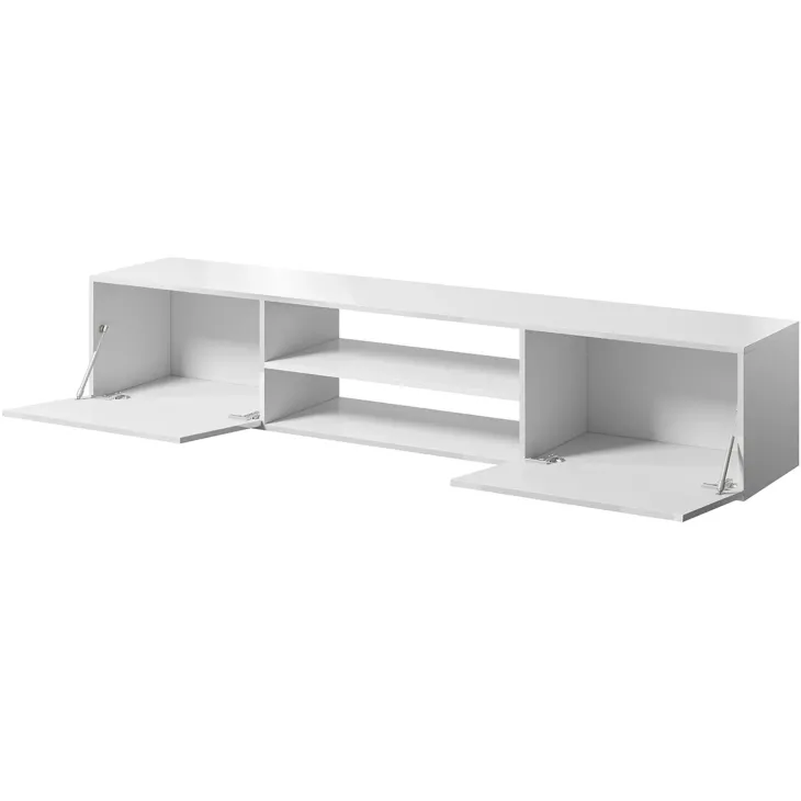 Mobile porta tv sospeso 200x37h cm 2 ante 2 vani a giorno bianco lucido Southampton