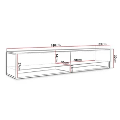 Mobile porta TV sospeso 180x30h cm con LED rovere Gregoria