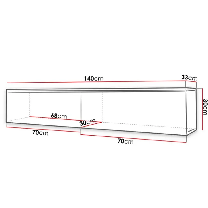 Mobile porta TV sospeso 140x30h cm con LED rovere bianco lucido Silvia