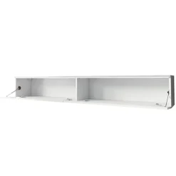 Mobile porta TV sospeso 180x30h cm con LED design bianco lucido rovere Silvia