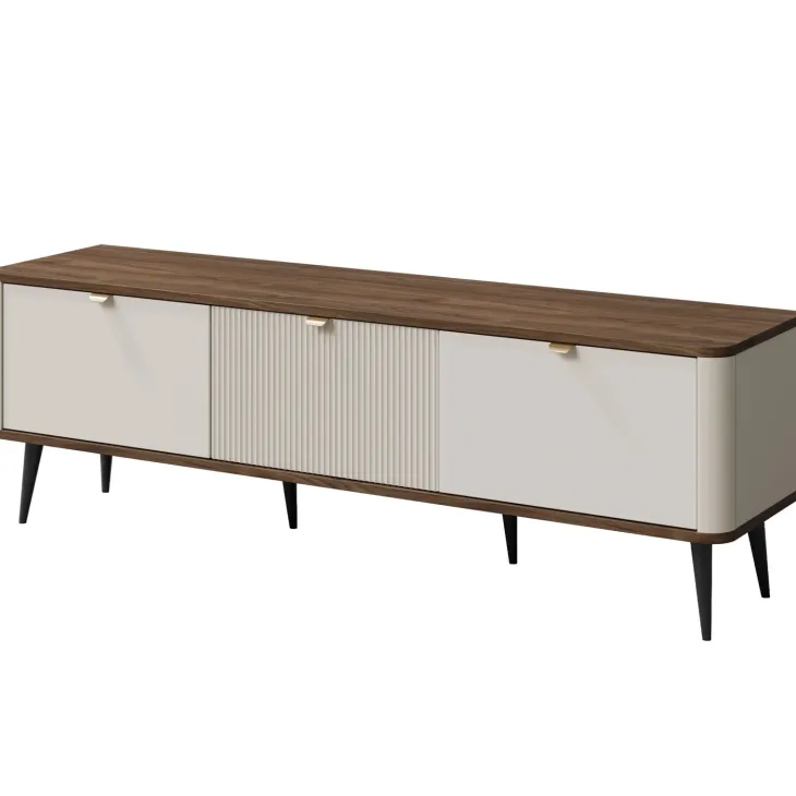 Mobile porta TV 160x52 cm 3 ante a ribalta beige cashmere noce Arden