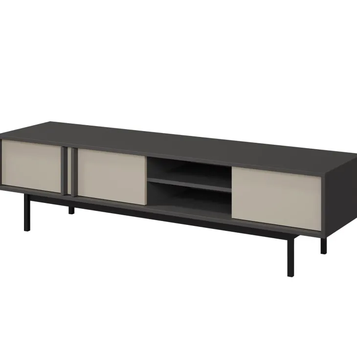 Mobile porta tv 163x43 cm 3 ante 2 vani a giorno antracite beige Essenzia