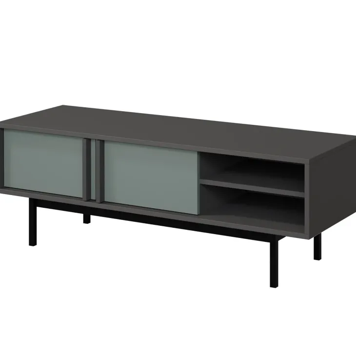 Mobile porta tv 123x43 cm 2 ante 2 vani a giorno antracite verde Essenzia