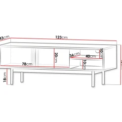 Mobile porta tv 123x43 cm 2 ante 2 vani a giorno antracite rovere Essenzia