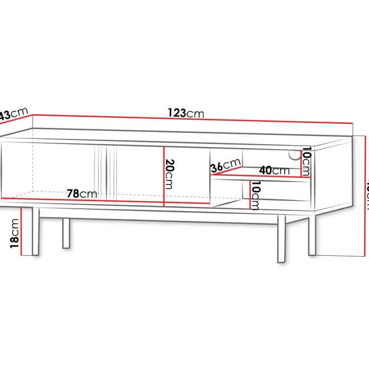 Mobile porta tv 123x43 cm 2 ante 2 vani a giorno antracite rovere Essenzia
