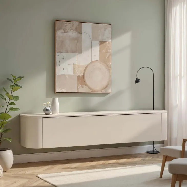 Mobile porta TV 180x37h cm 1 anta a ribalta beige cashmere Lucrezia