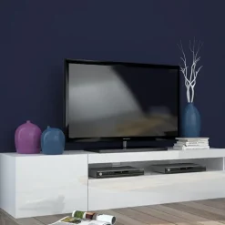 Mobile porta TV 155x37h cm 1 anta bianco lucido Light Small Gihome®