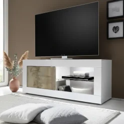 Mobile porta tv 140x56h cm 1 anta bianco lucido pero Eternity