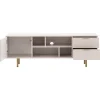 Mobile porta tv 150x52h cm 1 anta 2 cassetti cannettato moderno beige Vanessa