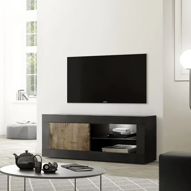 Mobile porta TV 140x56h cm 1 anta nero pero Eternity