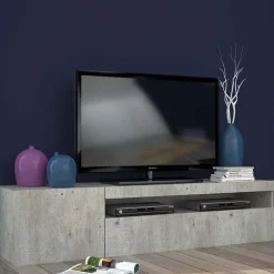 Mobile porta TV 155x37h cm 1 anta soggiorno cemento Light Small Gihome®