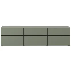 Mobile porta TV 180x48h cm 3 ante a ribalta 3 cassetti verde nero Lolla