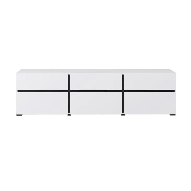 Mobile porta TV 180x48h cm 3 ante a ribalta 3 cassetti bianco opaco nero Lolla