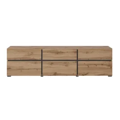 Mobile porta TV 180x48h cm 3 ante a ribalta 3 cassetti rovere nero Lolla