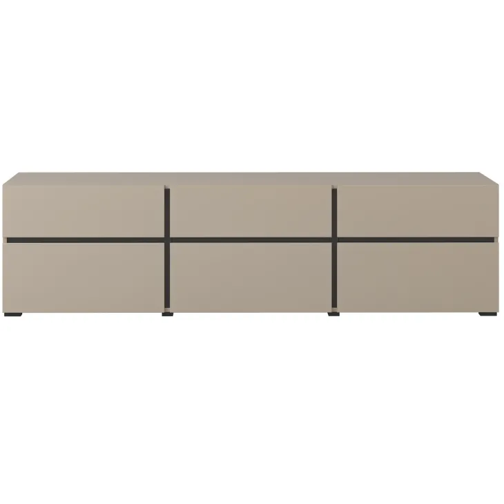 Mobile porta TV 180x48h cm 3 ante a ribalta 3 cassetti tortora nero Lolla