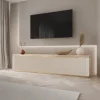Mobile porta TV 219x50h cm 4 ante a ribalta cannettato beige cashmere oro Gatsby