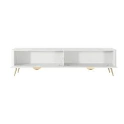 Mobile porta TV 200x51h cm 2 ante a ribalta bianco opaco cannettato Ramis
