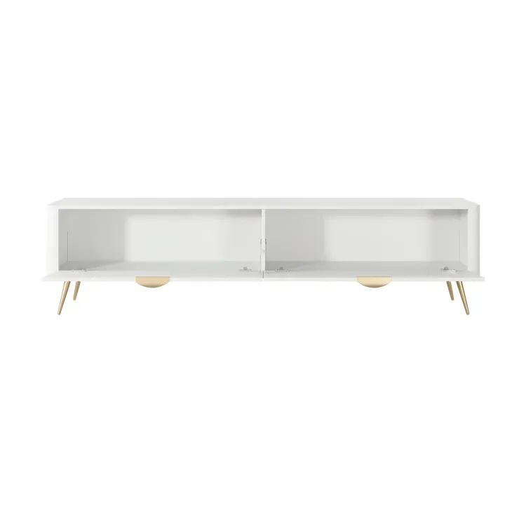Mobile porta TV 200x51h cm 2 ante a ribalta bianco opaco cannettato Ramis