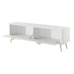 Mobile porta TV 163x51h cm 2 ante a ribalta bianco opaco cannettato Ramis