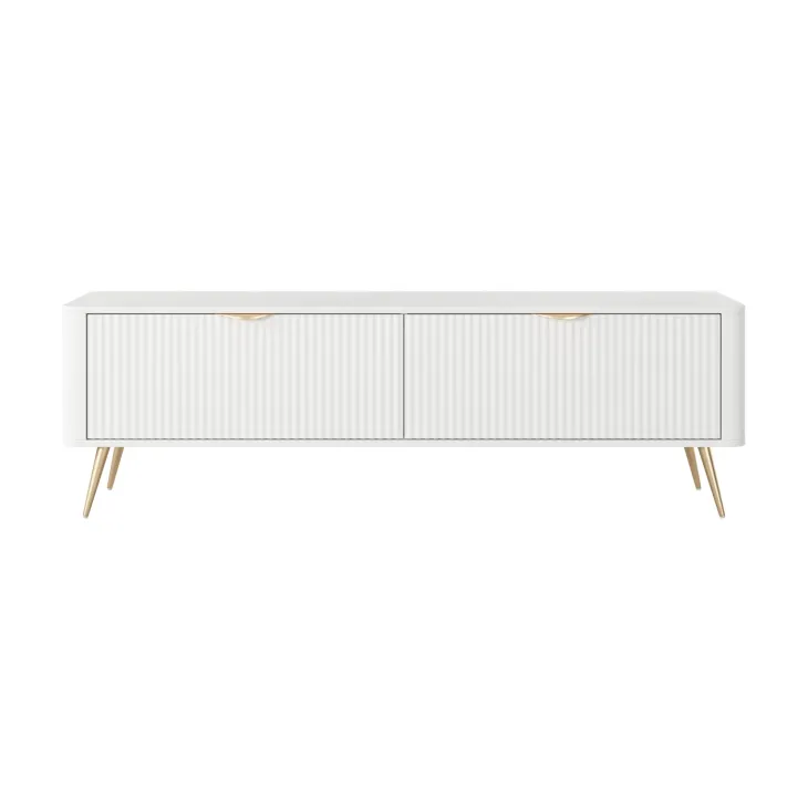 Mobile porta TV 163x51h cm 2 ante a ribalta bianco opaco cannettato Ramis