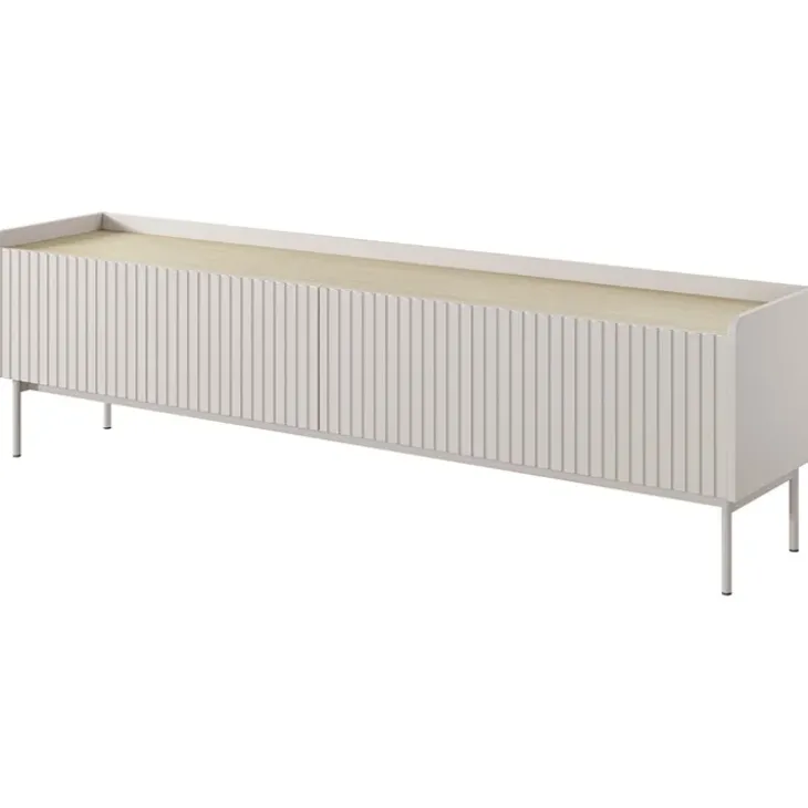 Mobile porta TV 153x50h cm 2 ante beige cannettato rovere Fioca