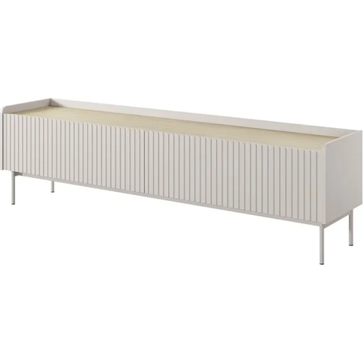 Mobile porta TV 181x50h cm 2 ante beige cannettato rovere Fioca