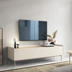 Mobile porta TV 181x50h cm 2 ante beige cannettato rovere Fioca