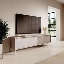 Mobile porta TV 187x54h cm 2 ante beige cannettato Ciar