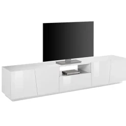 Mobile porta TV 220x46h cm 4 ante bianco lucido Candia Gihome®