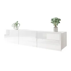Mobile porta TV 150x37h cm 2 ante bianco lucido Mons