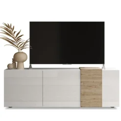Mobile porta TV 181x59h cm 3 ante bianco lucido rovere Universal