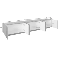 Mobile porta TV 244x46h cm 6 ante bianco lucido Zenzero Gihome®