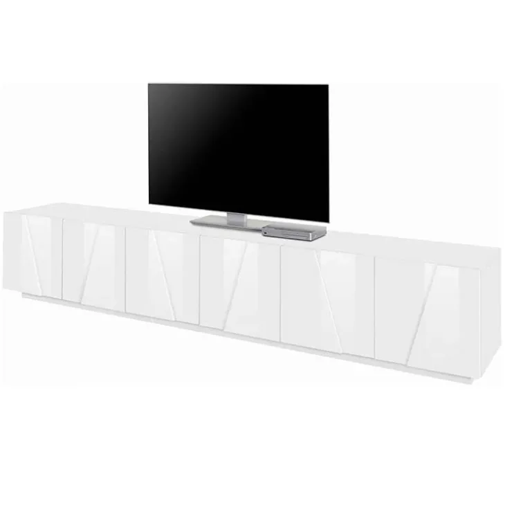 Mobile porta TV 244x46h cm 6 ante bianco lucido Zenzero Gihome®