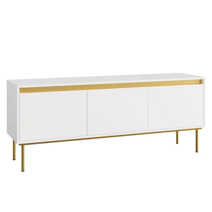 Mobile porta TV 150x60h cm 3 ante bianco oro Praga