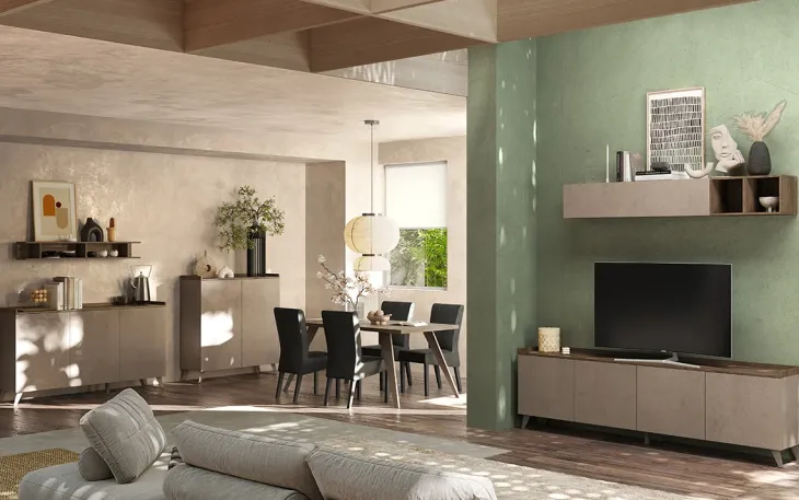 Mobile porta TV 241x72h cm 4 ante bronzo rovere scuro Jonson