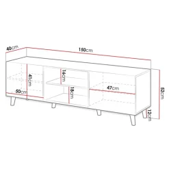 Mobile porta TV 150x52h cm 2 ante cannettato quercia Essence