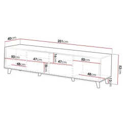 Mobile porta TV 201x52h cm 4 ante cannettato quercia Essence